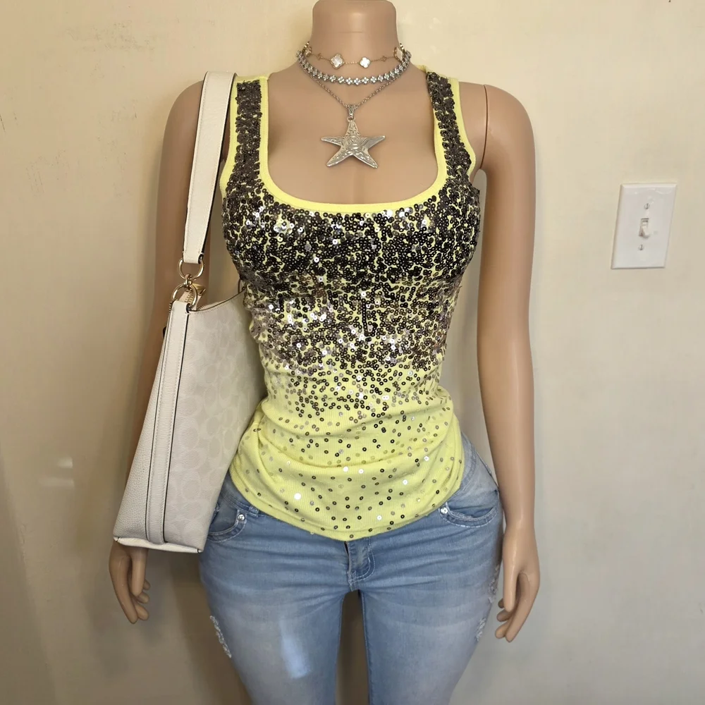 ☆Rue21 Yellow Sequin Tank Top☆ - Picture 1 of 4